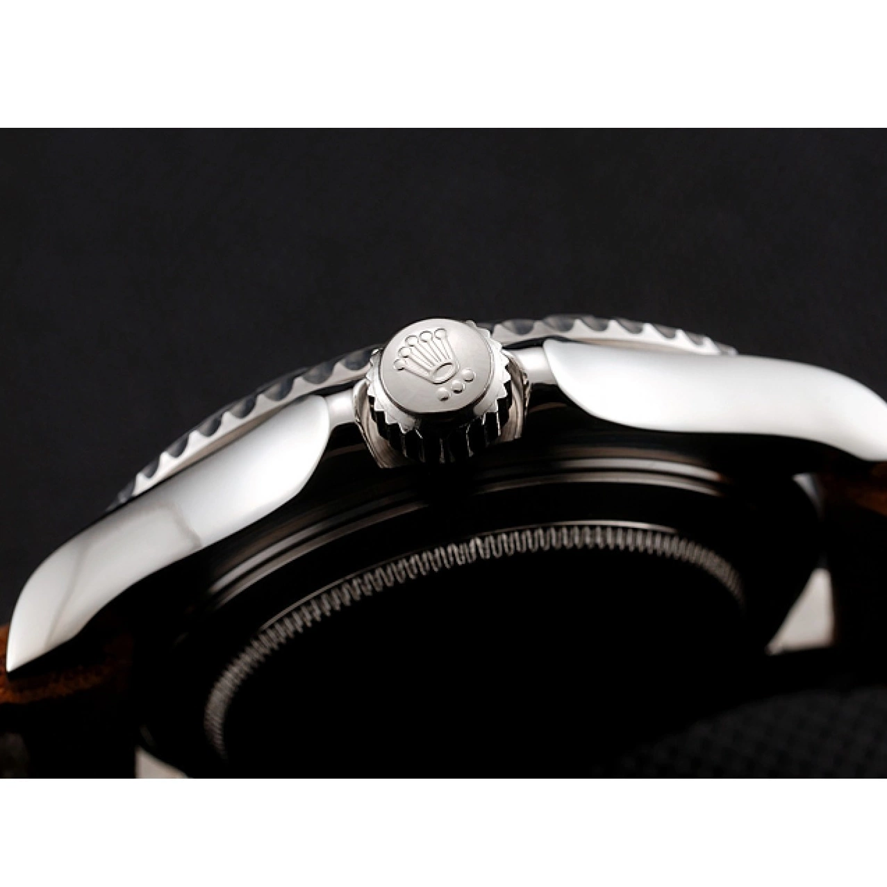 Aaa replica Rolex Master Yacht Black Case Bracelet 1453859 Dial Brown Leather Silver 0622